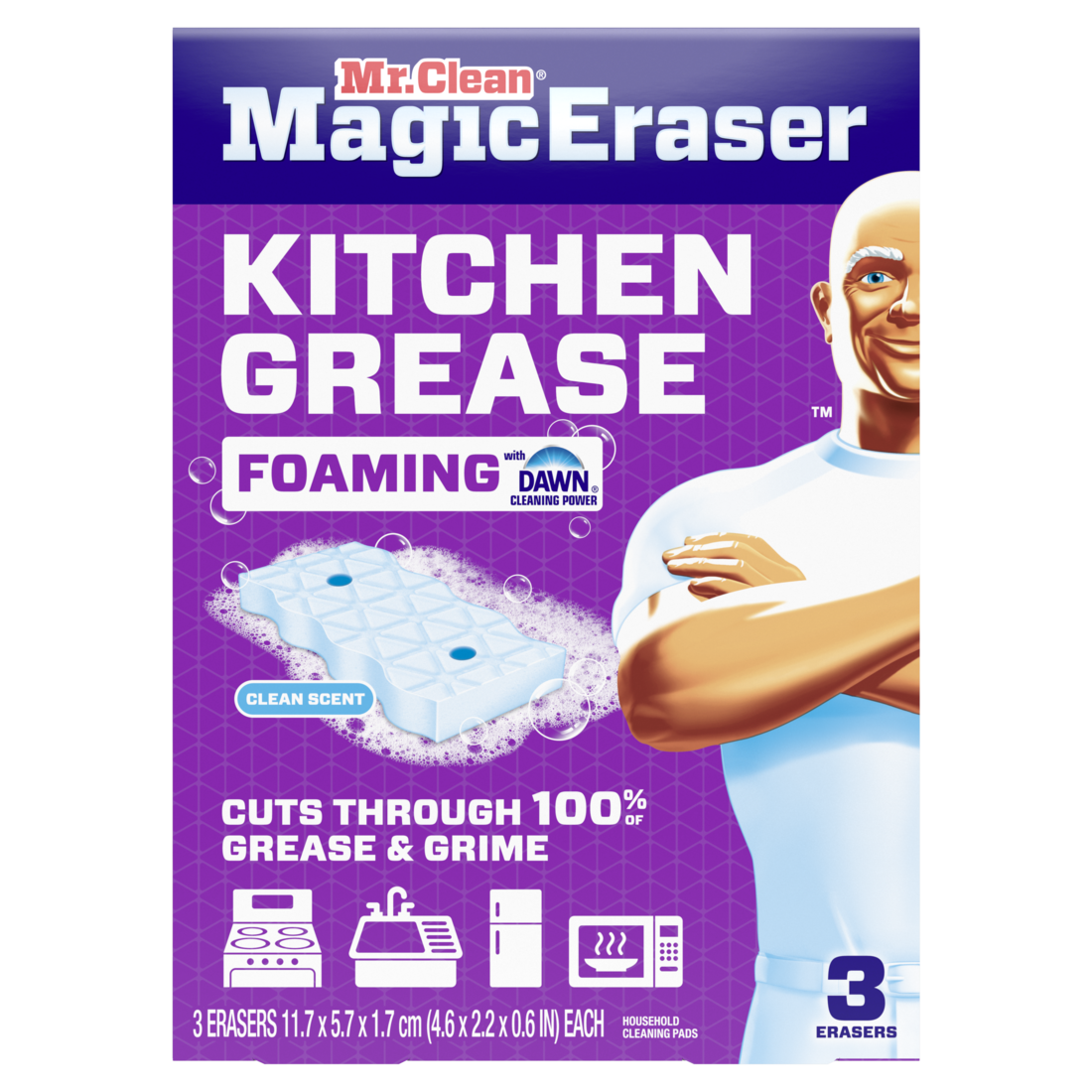 Mr. Clean Magic Eraser Sponge with Kitchen Grease Eraser and Oven Cleaner Clean Scent - 3ct/6pk