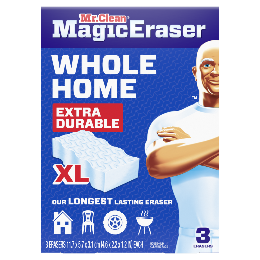 Mr. Clean Magic Eraser Sponge All Purpose Cleaner with Long Lasting Cleaning Scrubber Extra Durable XL - 3ct/4pk