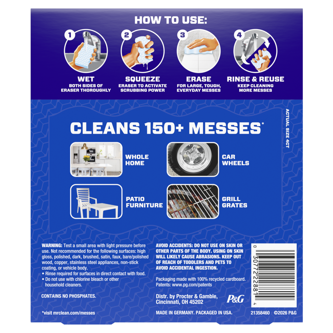 Mr. Clean Magic Eraser Sponge All Purpose Cleaner with Long Lasting Cleaning Scrubber Extra Durable XL - 4ct/3pk
