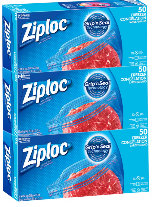 Ziploc Freezer Large Pack Bag - 50ct/3pk