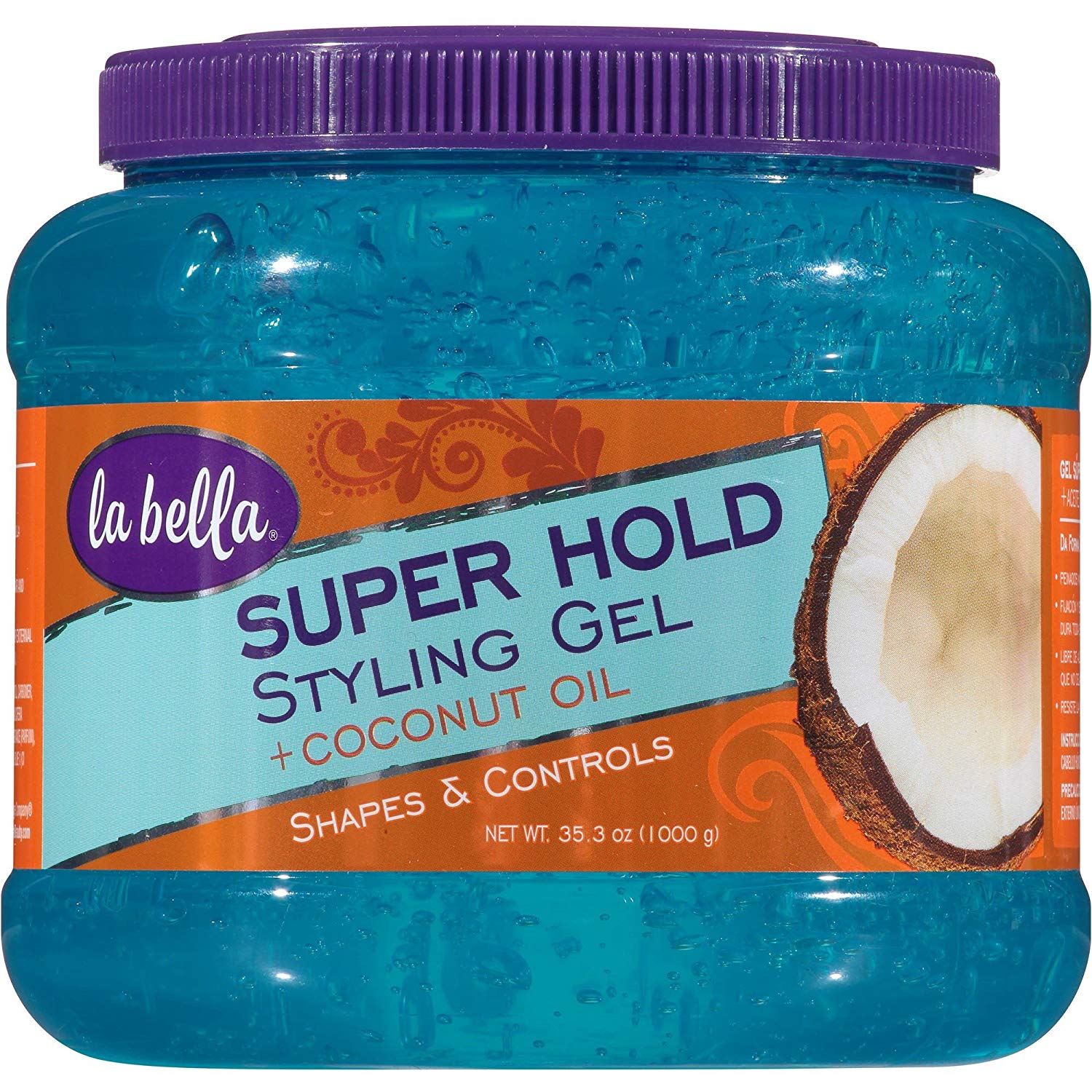 La Bella Super Hold Styling Gel with Coconut Oil - 35.3oz/6pk