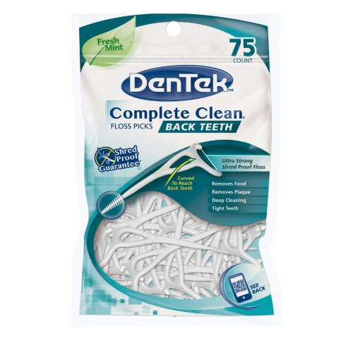 Dentek Complete Clean Fresh Mint Curved to Reach Back Teeth -75ct/6pk