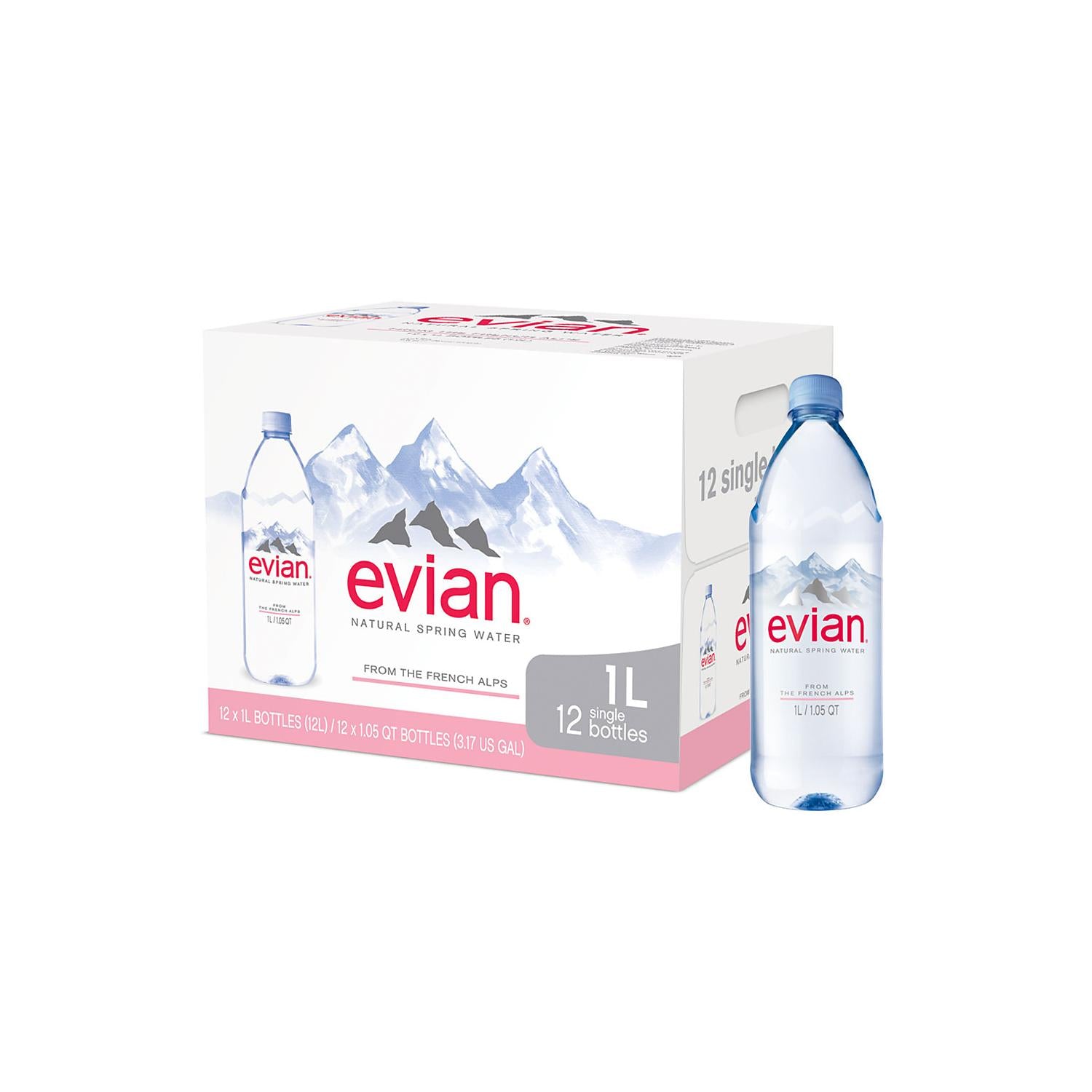 Evian Natural Spring Water - 1L/12pk