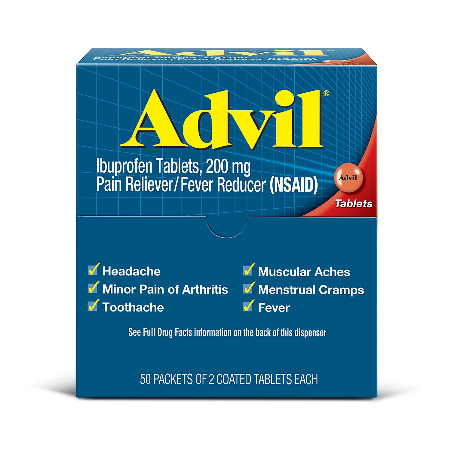 Advil Pain Reliever and Fever Reducer Ibuprofen 200mg Tablets - 100ct/1pk