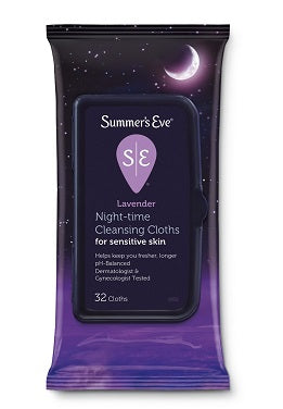 Summer's Eve Night-Time Cleansing Cloths Sensitive, Lavender - 32ct/12pk
