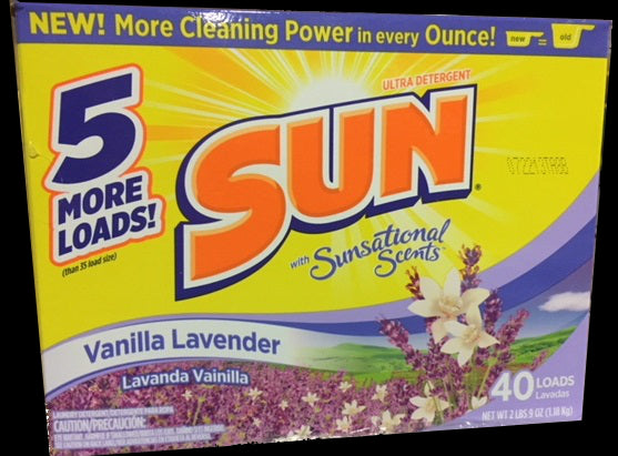 SUN Laundry Detergent POWDER Vanilla Lavender 40 loads - 41oz/6pk