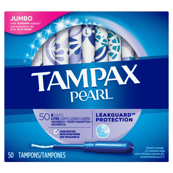 TAMPAX Pearl Light Tampons  Unscented - 50ct/6pk