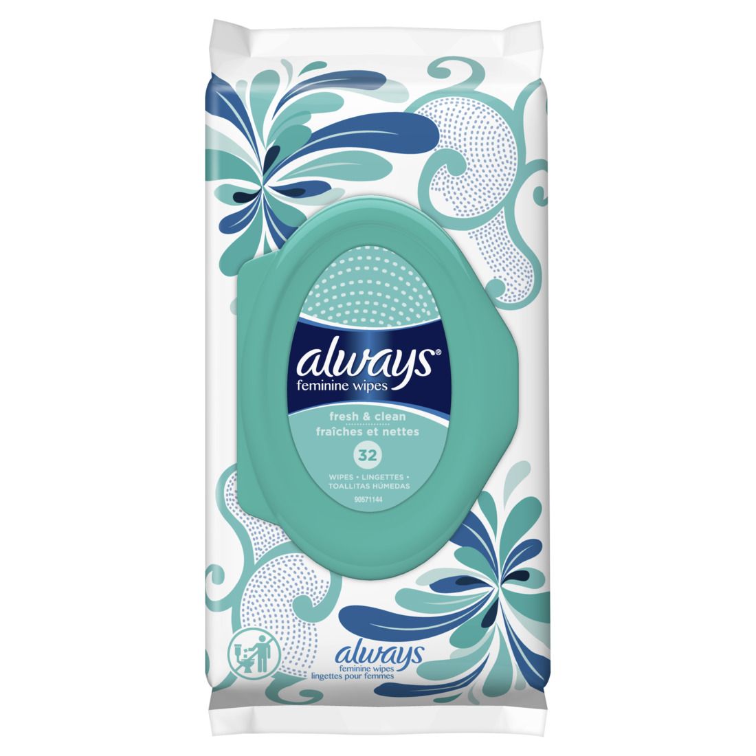 Always Feminine Wipes Fresh & Clean Soft Pack - 32ct/4pk