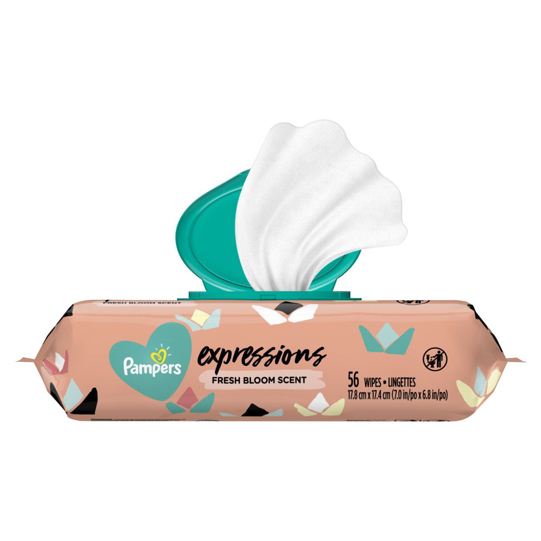 Pampers Baby Wipes Expressions Fresh Bloom Scent 1X Pop-Top - 56ct/8pk