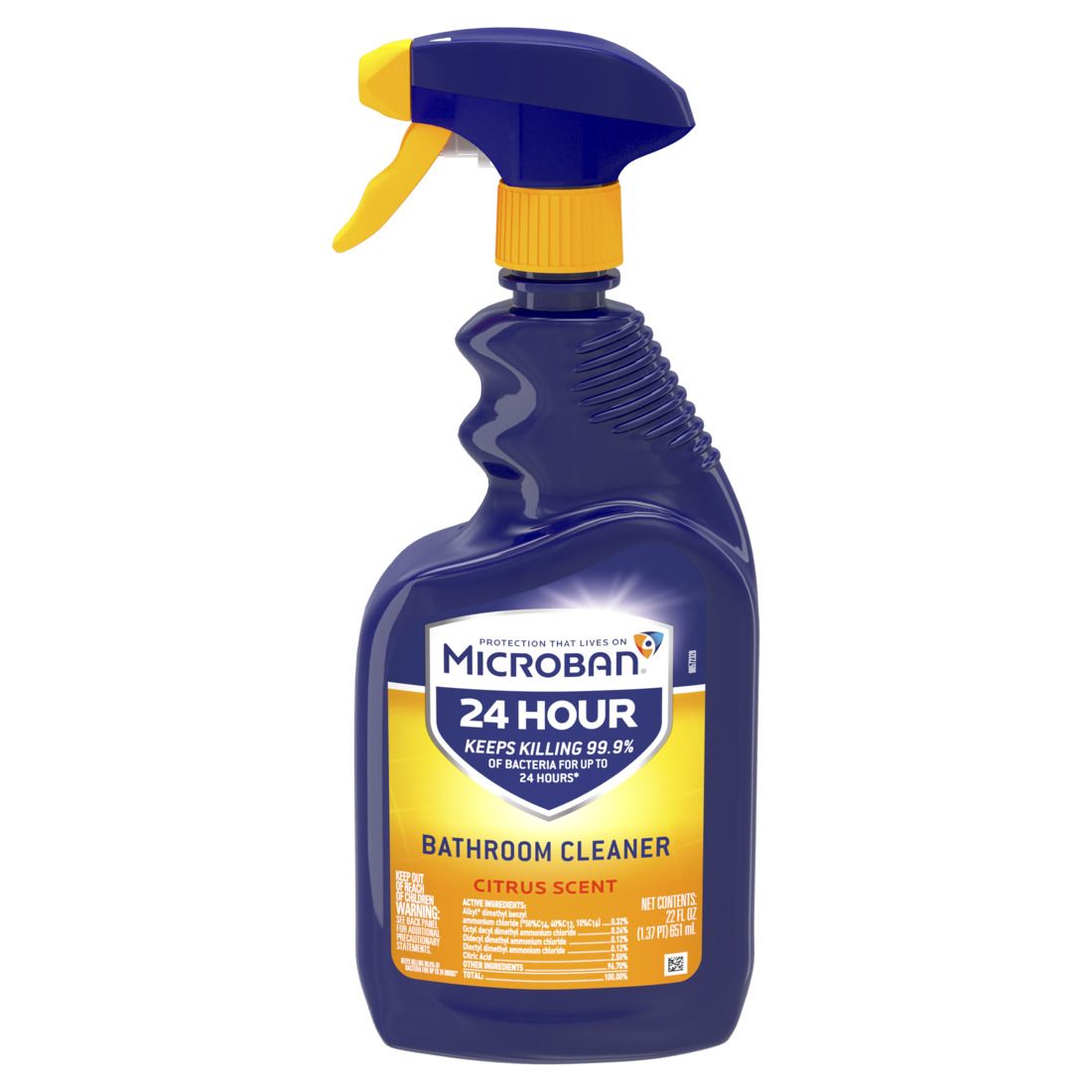 Microban 24 hr Bathroom Cleaner and Sanitizing Citrus Scent Spray - 22oz/4pk