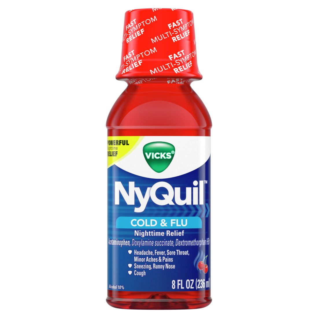 Vicks NyQuil Cold & Flu Nighttime Relief Cherry - 8oz/12