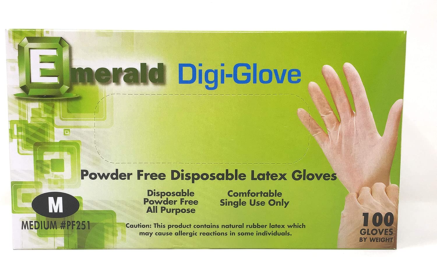 Emerald General Purpose Latex PF GP Gloves MD - 100ct/10pk