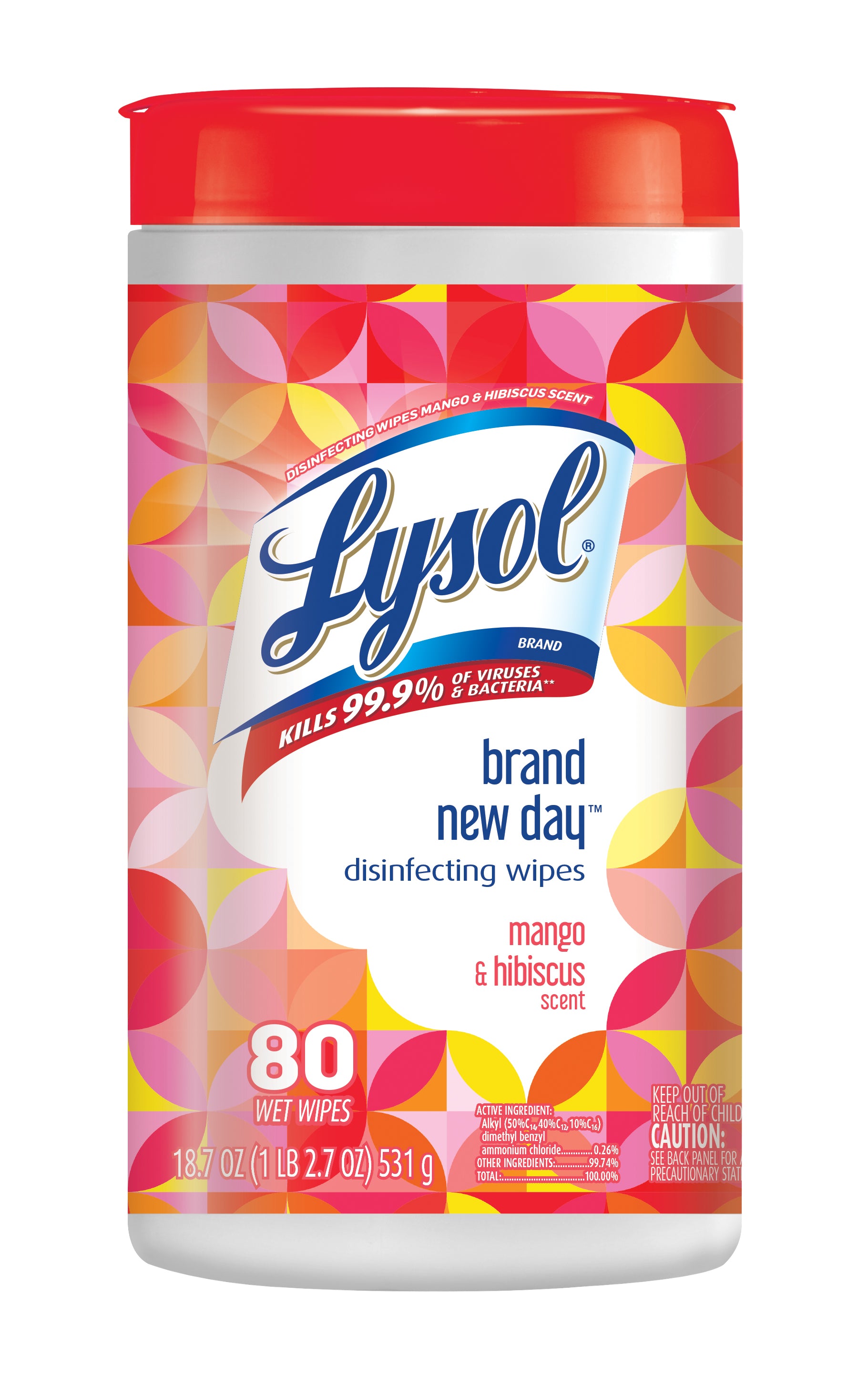 Lysol Disinfecting Wipes Brand New Day  Mango & Hibiscus - 80ct/6pk