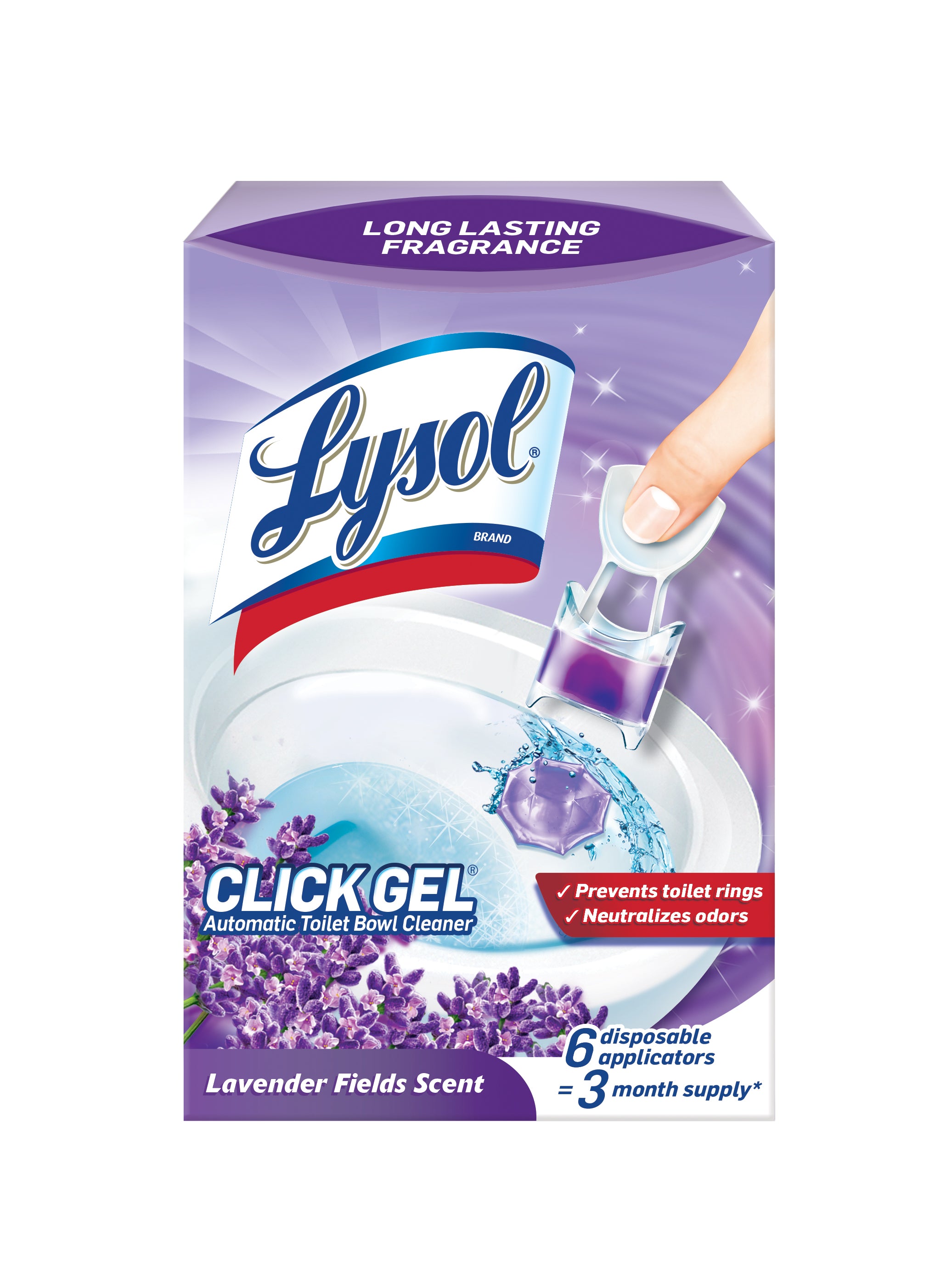 Lysol Auto Toilet Bowl Cleaner Click Gel Lavender Fields - 6ct/4pk