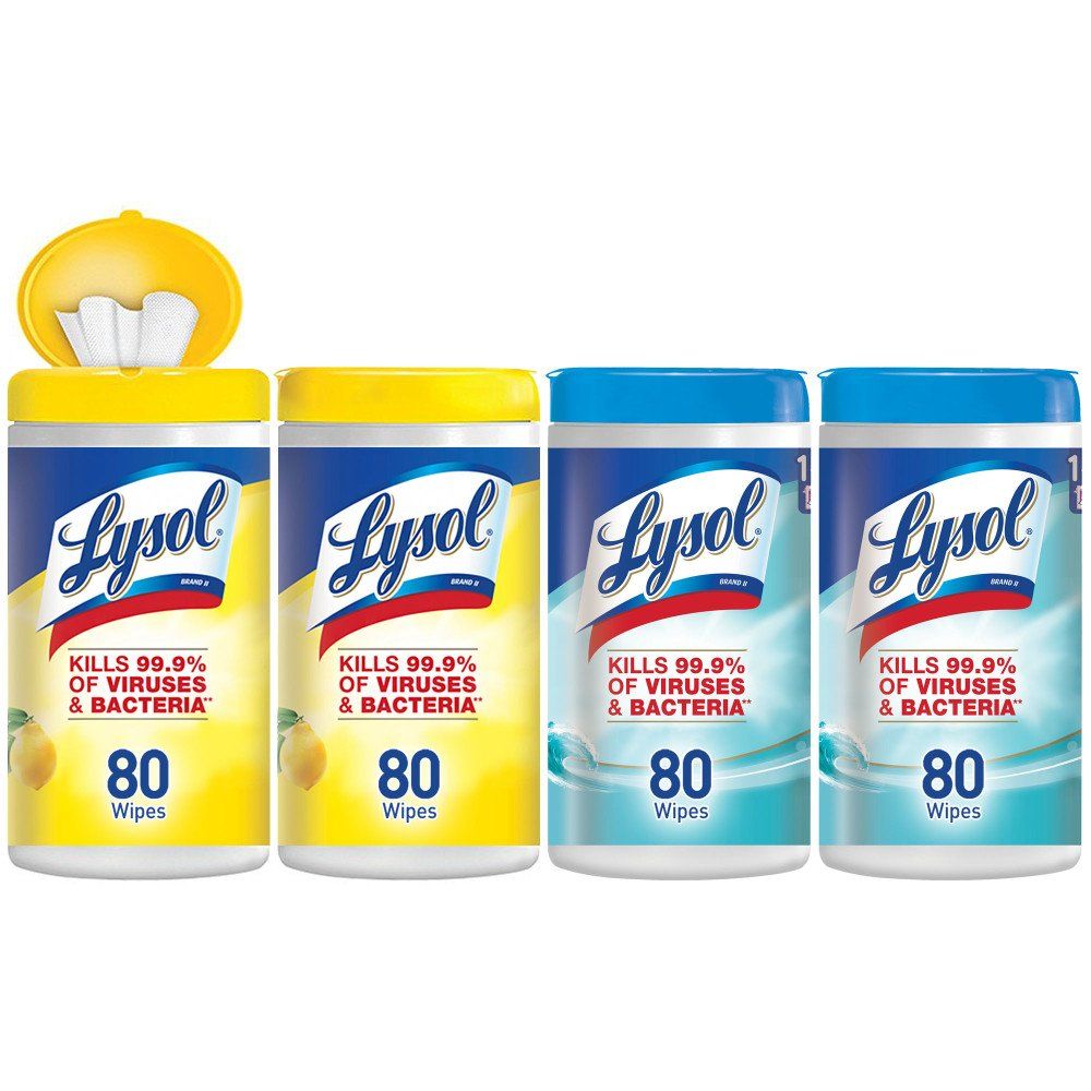 Lysol Disinfecting Wipes 2 Lemon+2 Ocean - 4x80ct/3pk