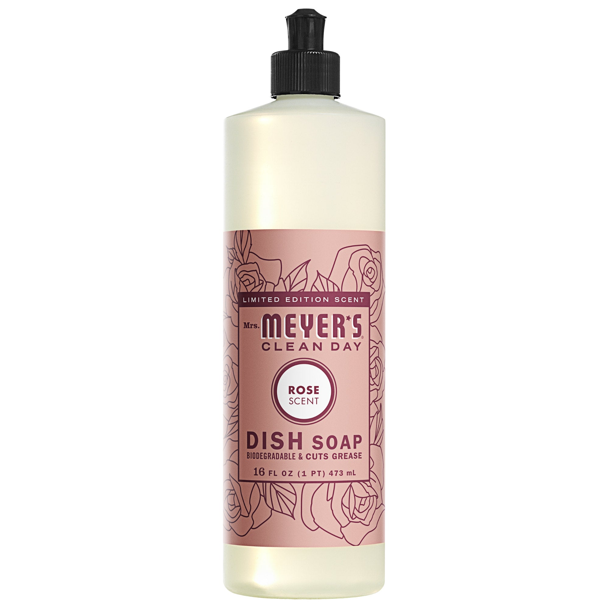Mrs. Meyers Liquid Dish Soap Rose - 16oz/6pk