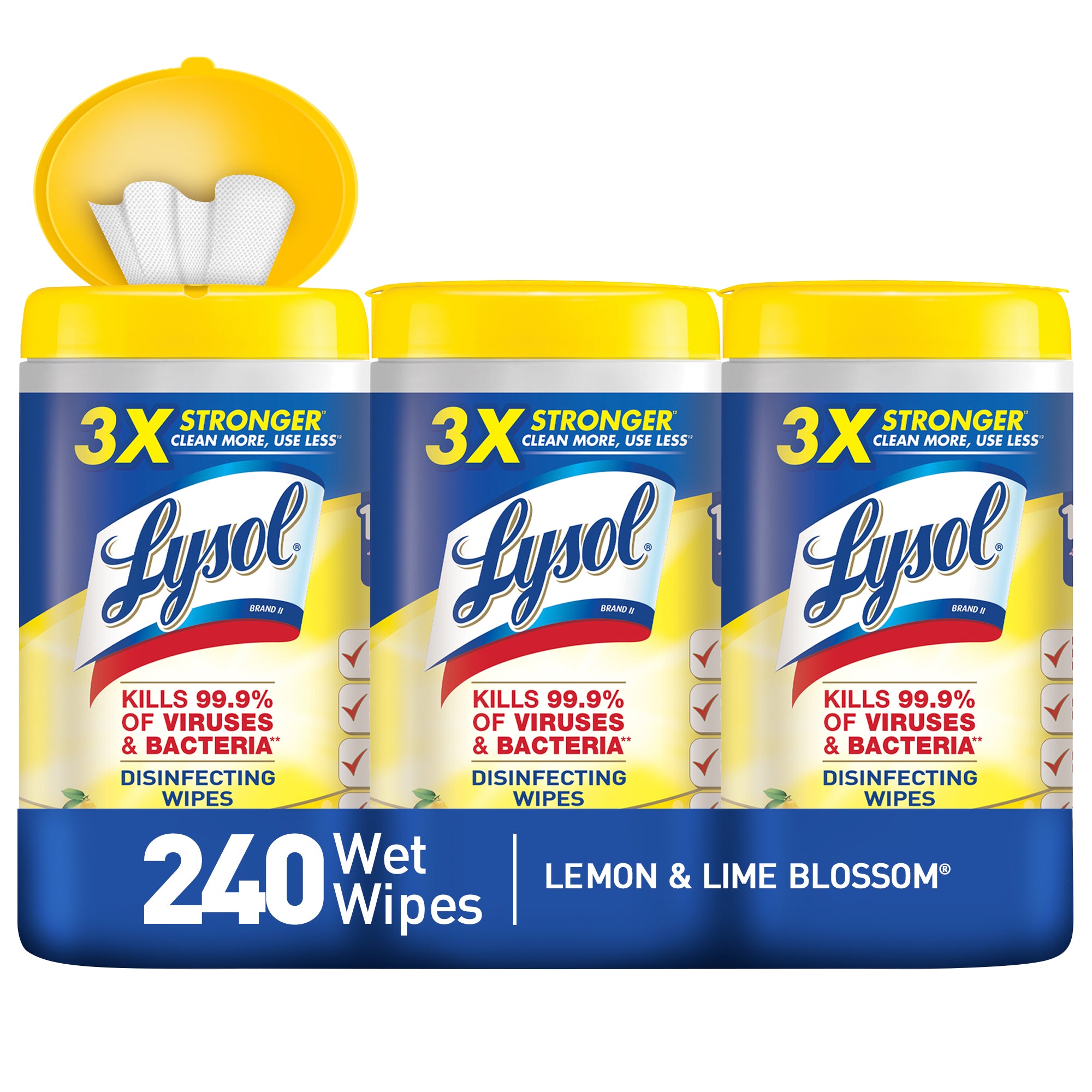 Lysol  Disinfecting Wipes Lemon & Lime Blossom - 3x80ct/2pk