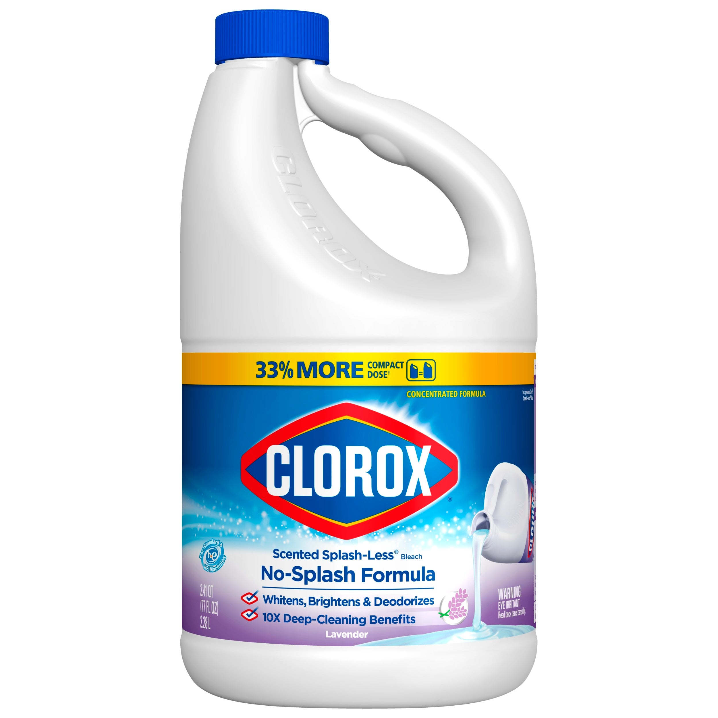 Clorox Bleach Liquid Splash-less Lavender Concentrated  - 77oz/6pk