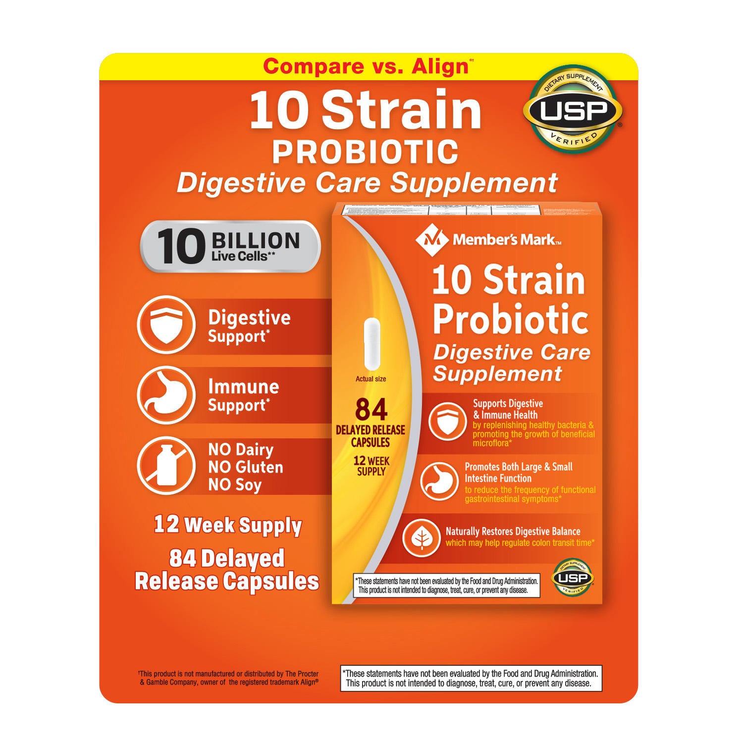 Member's Mark 10 Strain Probiotic - 84ct/1pk