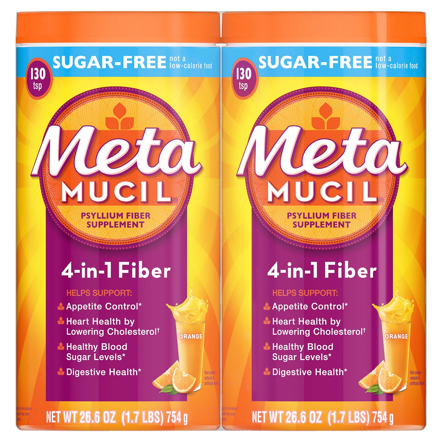 Metamucil Sugar Free Orange Fiber Supplement, Smooth Powder - 260ct/1pk