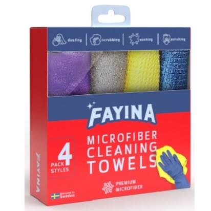 Fayina Microfiber Cleaning Towels Bundle - 4ct/6pk