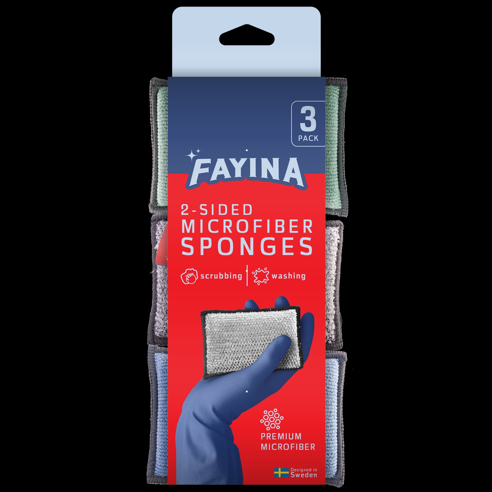 Fayina 2-Sided Microfiber Sponges - 3ct/12pk