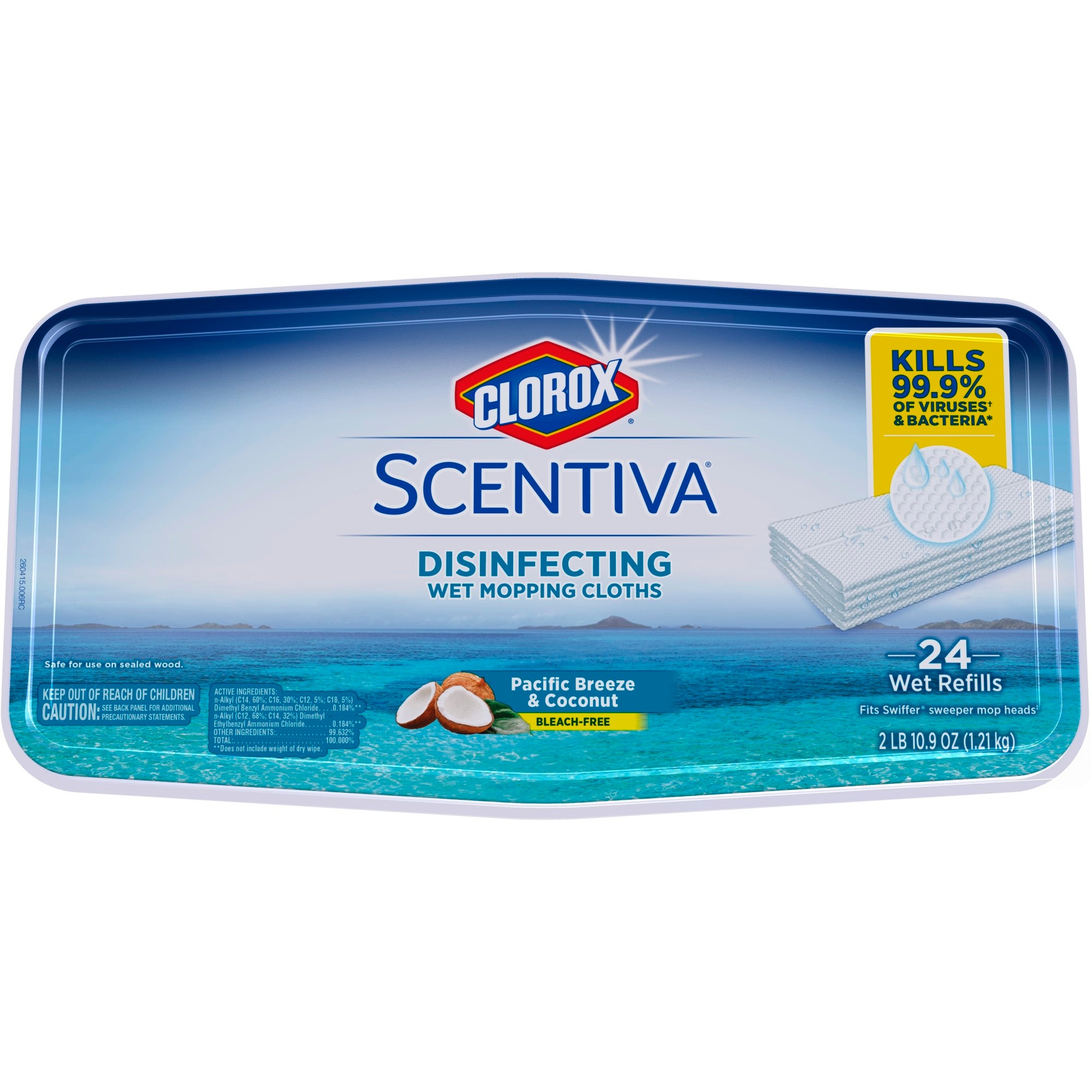 Clorox Scentiva Disinfecting Wet Mop Cloths Pacific Breeze & Coconut - 24ct/6pk