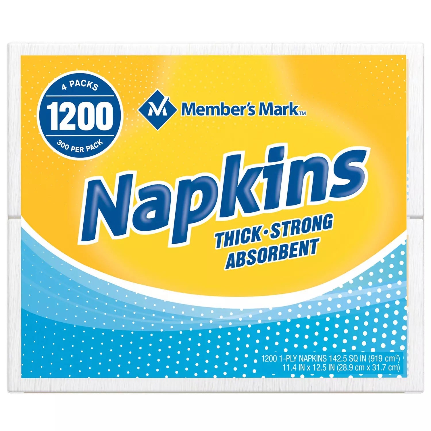 Member's Mark 1-Ply Everyday White Napkins 11.4" x 12.5" - 300ct/4pk