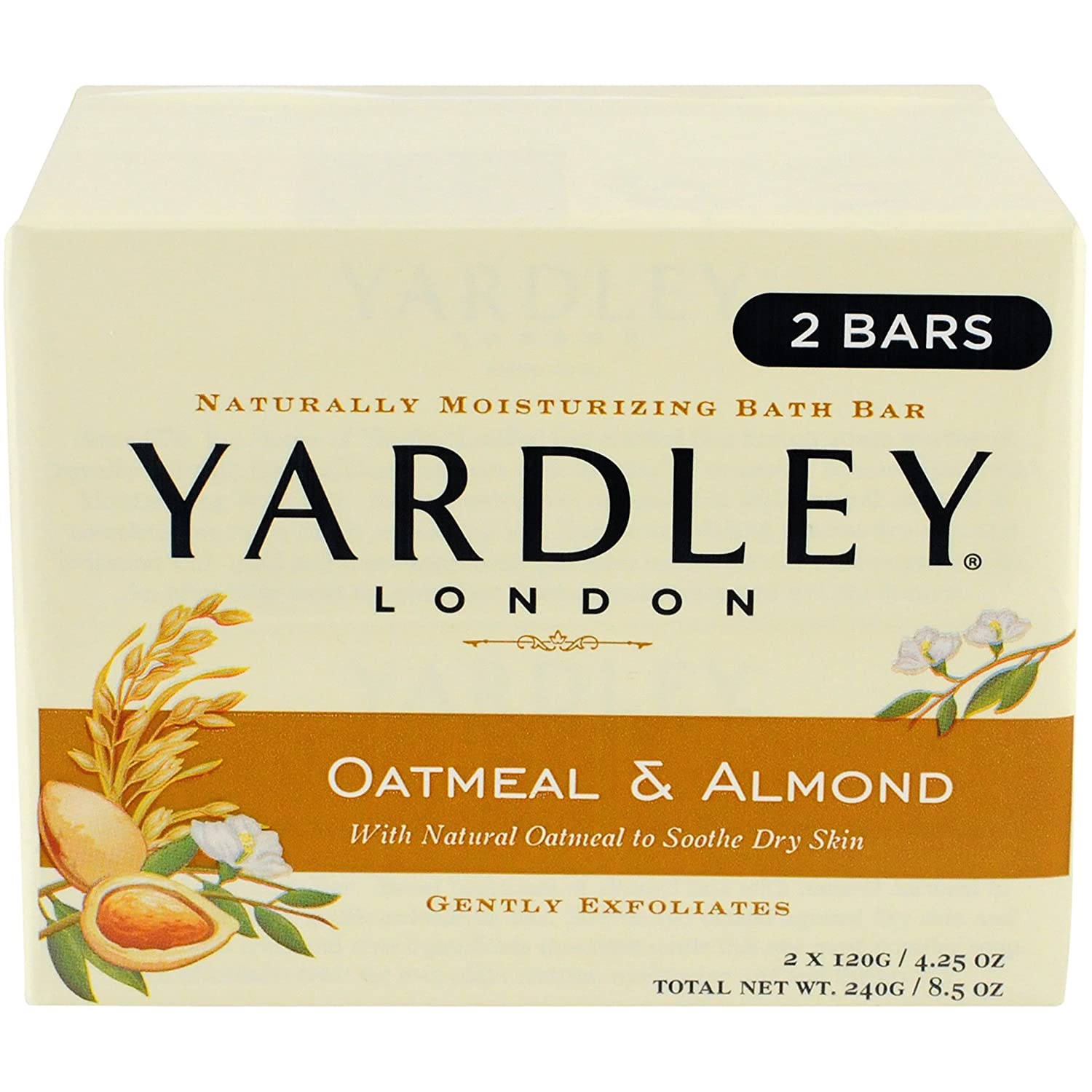Yardley Oatmeal Almond Natural Oats Bar Soap - 4.0oz/12x2pk/24pcs