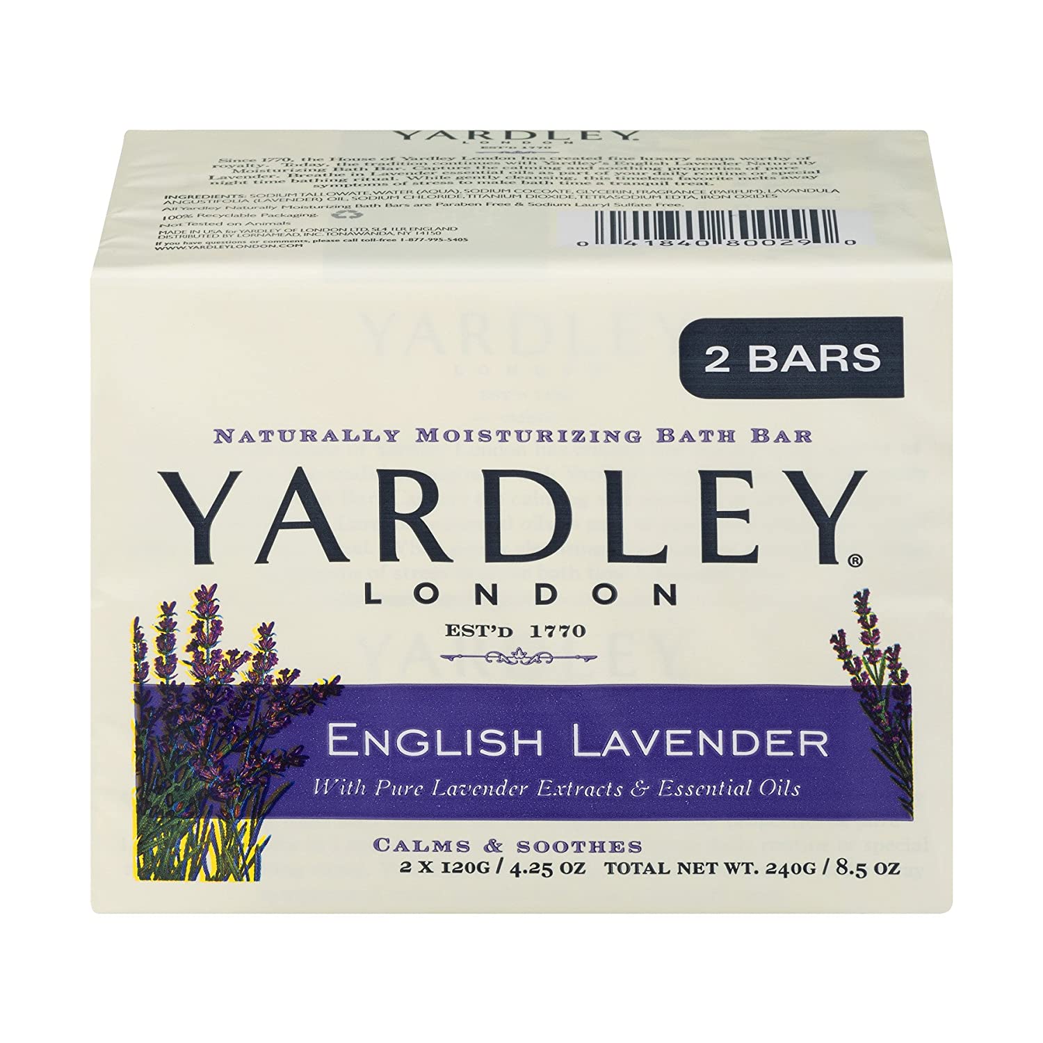 Yardley English Lavender Essential Oils Bar Soap - 4.0oz/12x2pk/24pcs