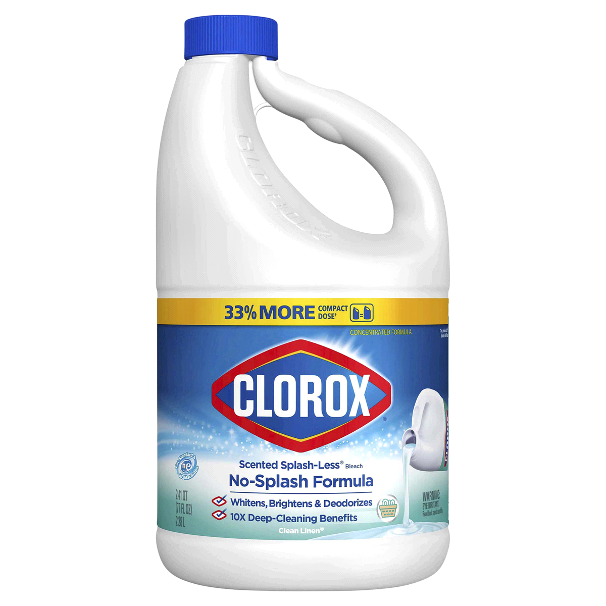 Clorox Bleach Liquid Splash-less Clean Linen Concentrated - 77oz/6pk