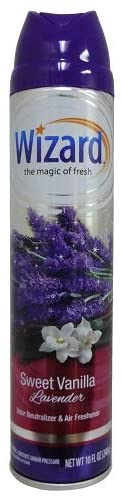 Wizard Aerosol Air Freshner Spray Sweet Vanilla Lavender - 10oz/12pk