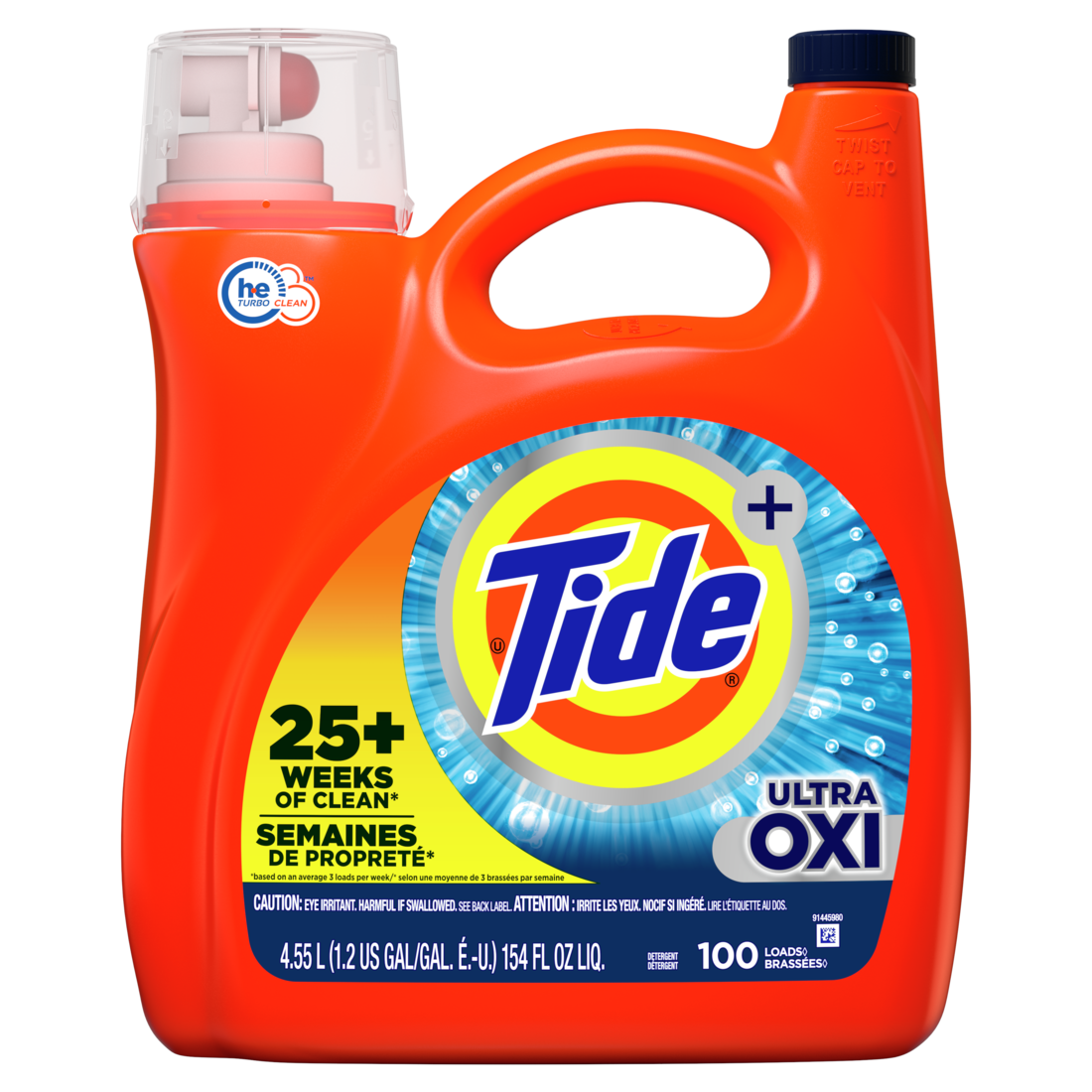 Tide Ultra Oxi Liquid Laundry Detergent 100 loads - 154oz/4pk