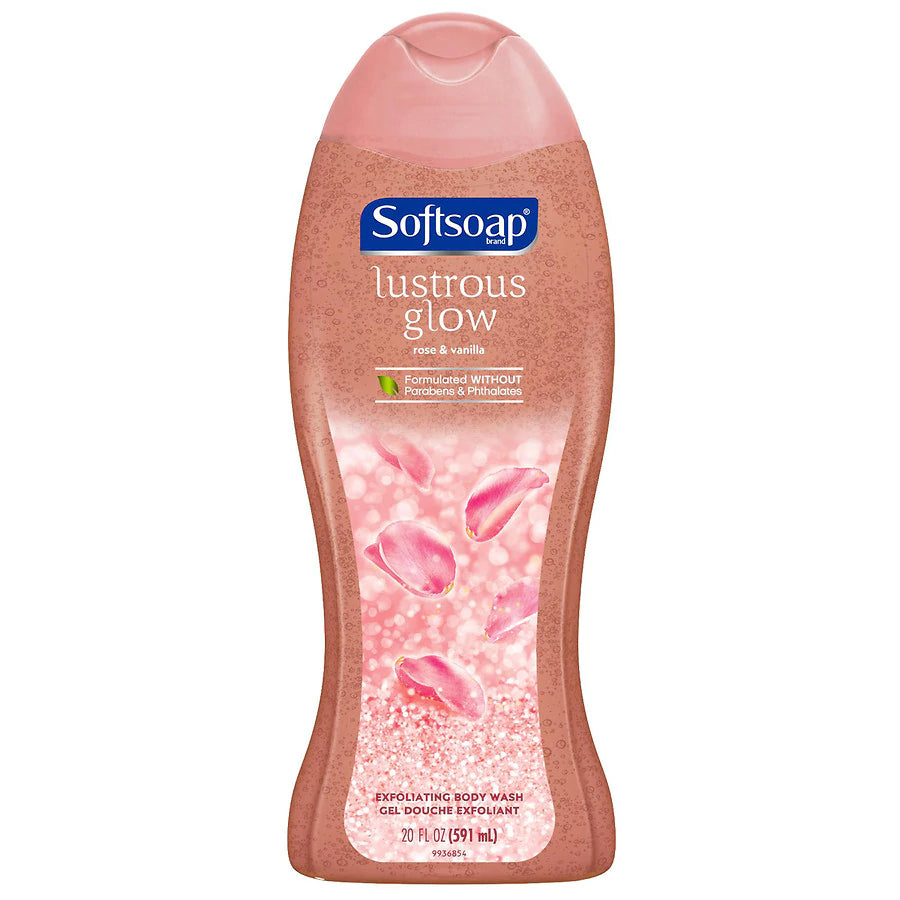 SoftSoap Lustrous Glow Exfoliating Body Wash Rose & Vanilla - 20oz/4pk