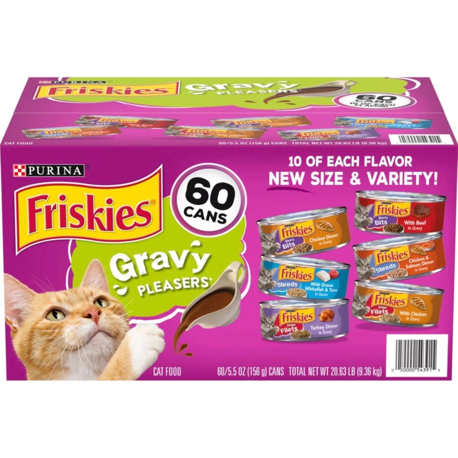 Purina Friskies Gravy Wet Cat Food, Variety Pack - 5.5oz/60pk