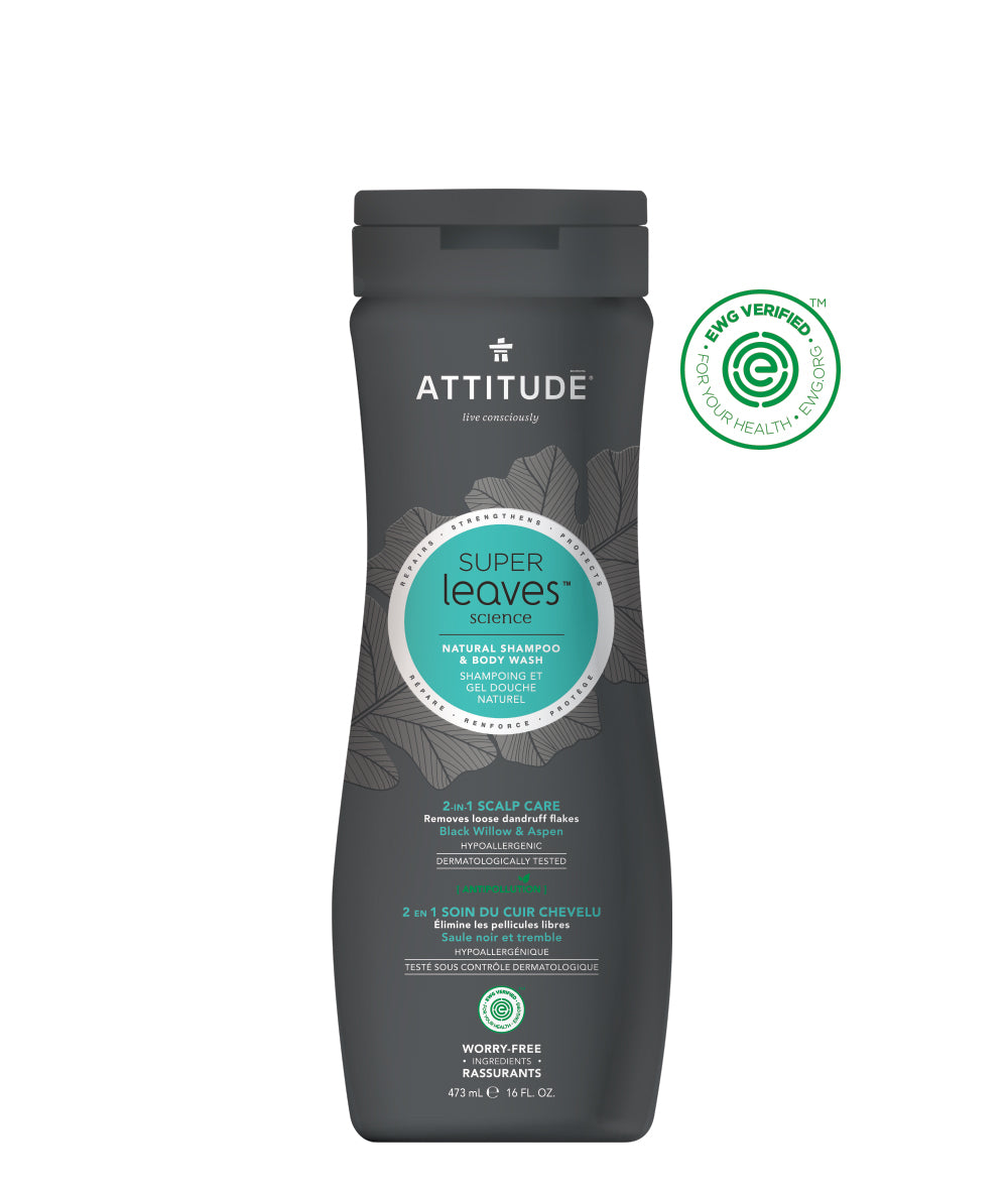Attitude Super Leaves  2in1 Shampoo & Body Wash Scalp Care for Men - 473ml/16oz/6pk