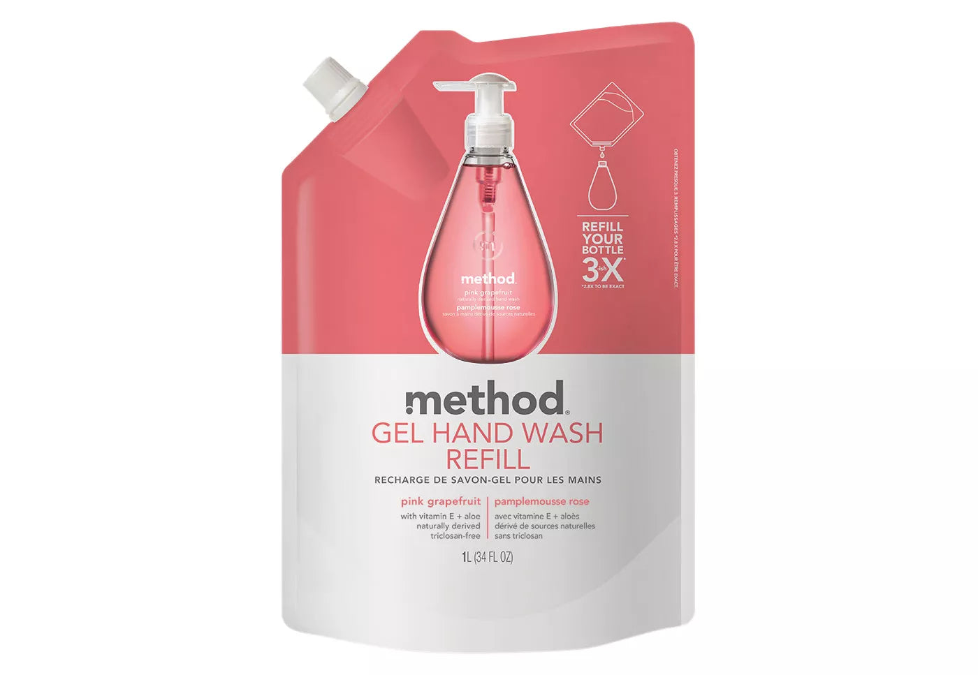 Method Gel Hand Wash Refill Pink Grapefruit - 34oz/6pk