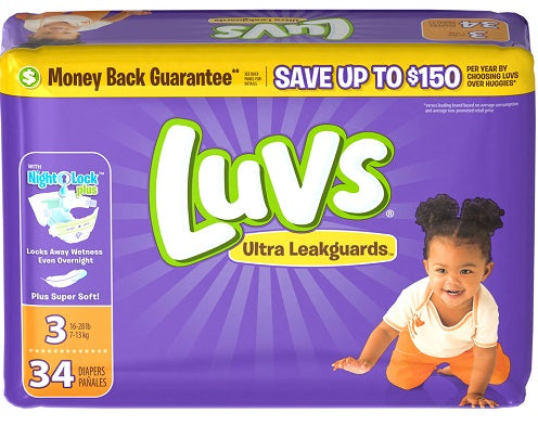 Luvs Ultra Leakguards Diapers Size#3 - 34ct/4pk
