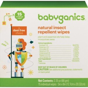 Babyganics Insect Wipes - 15ct/6pk