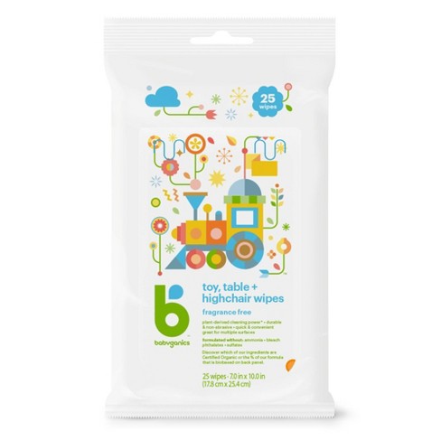 Babyganics Toy and Table Wipes Fragrance Free- 25ct/12pk