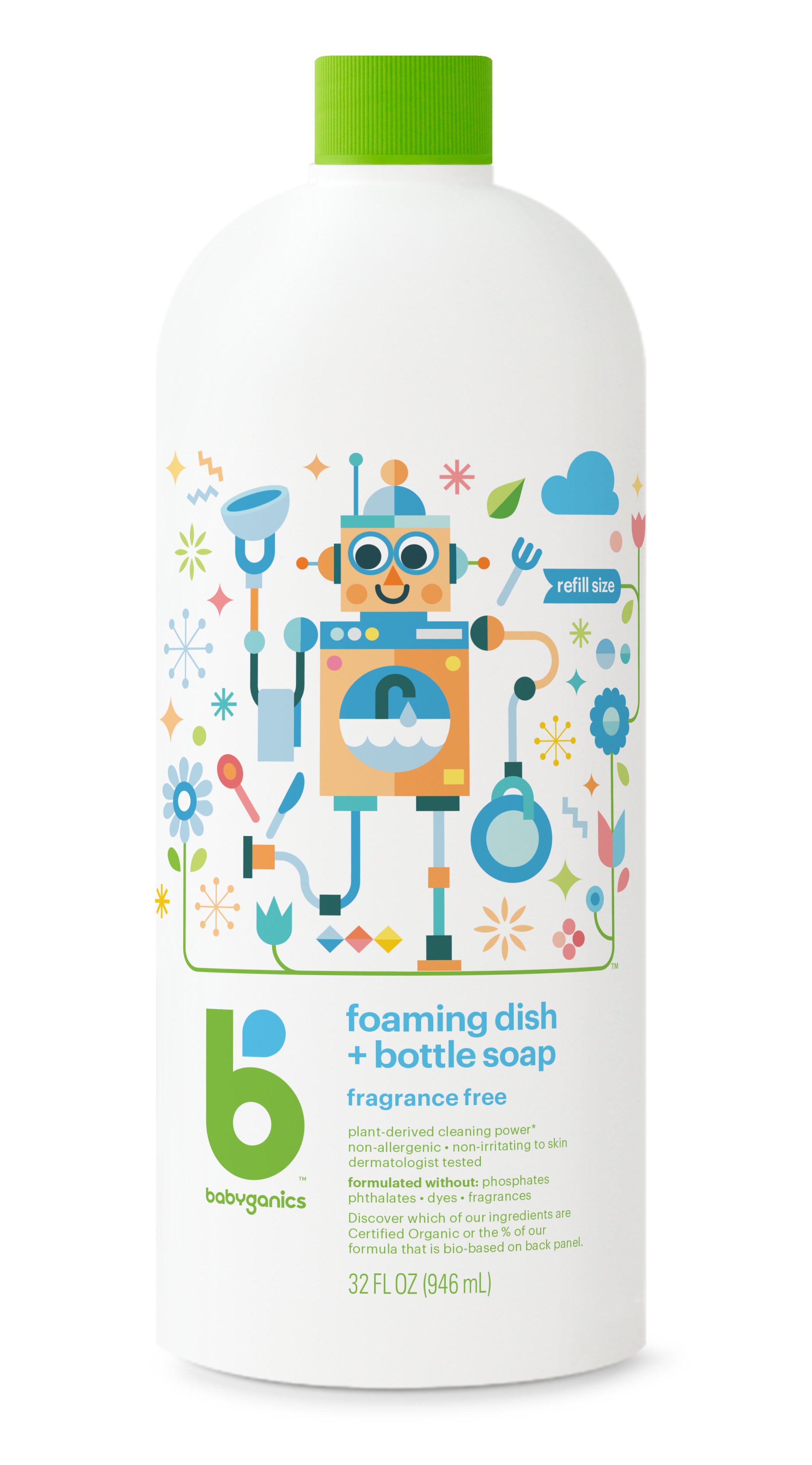 Babyganics Foaming Dish & Bottle Soap Refill Fragrance Free - 32oz/6pk