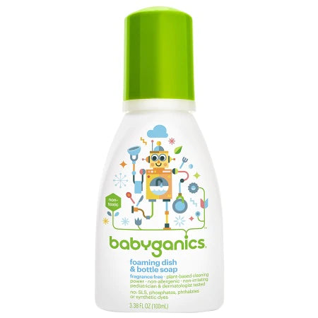 Babyganics Foaming Dish & Bottle Soap Travel Fragrance Free - 100ml/24pk