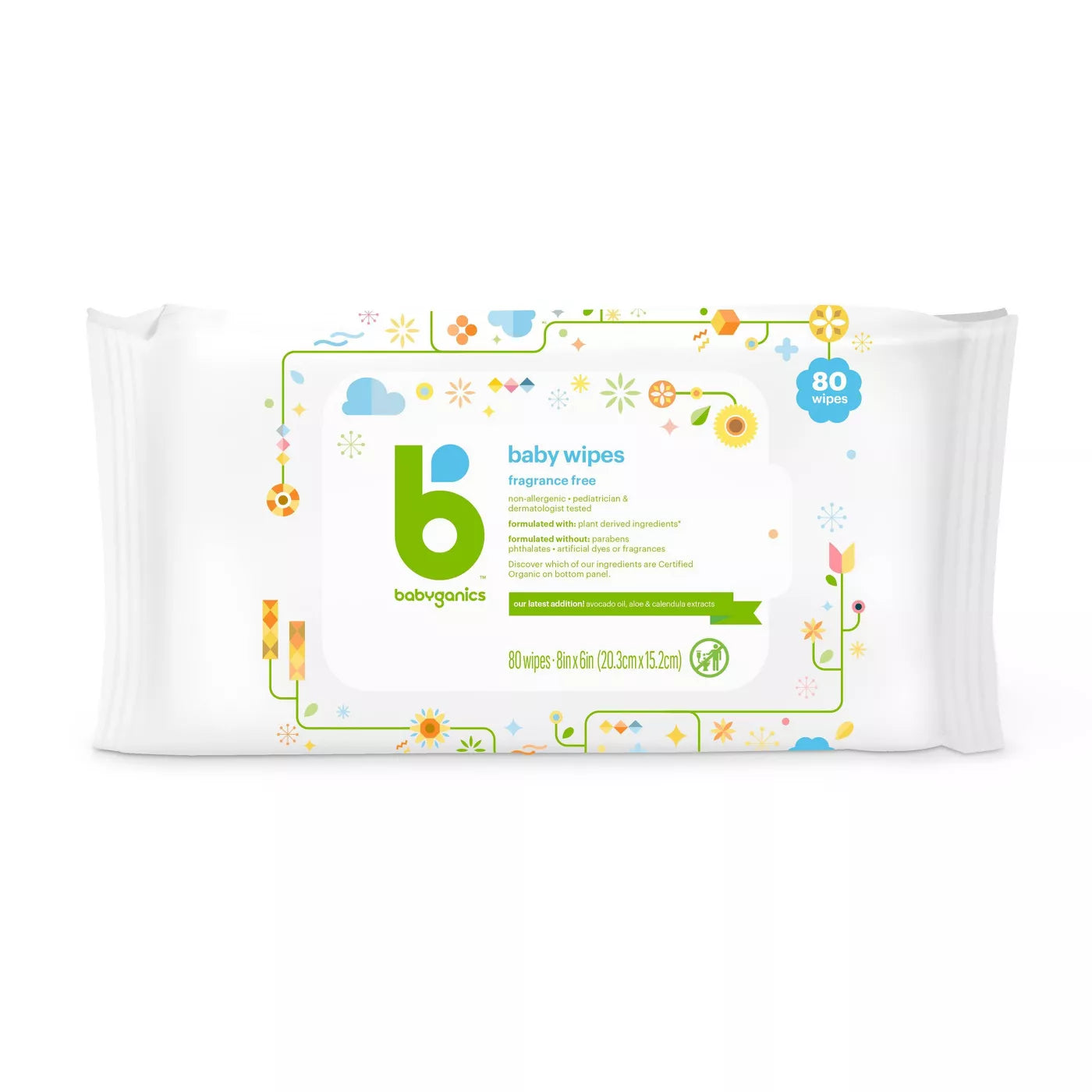 Babyganics Baby Wipes Fragrance Free - 80ct/6pk