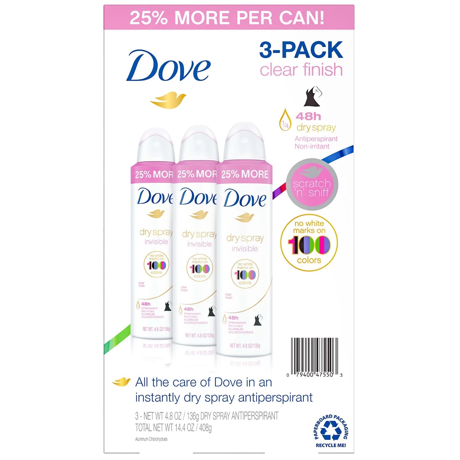 Dove Women's Invisible Dry Spray Antiperspirant Deodorant - 4.8oz/3pk