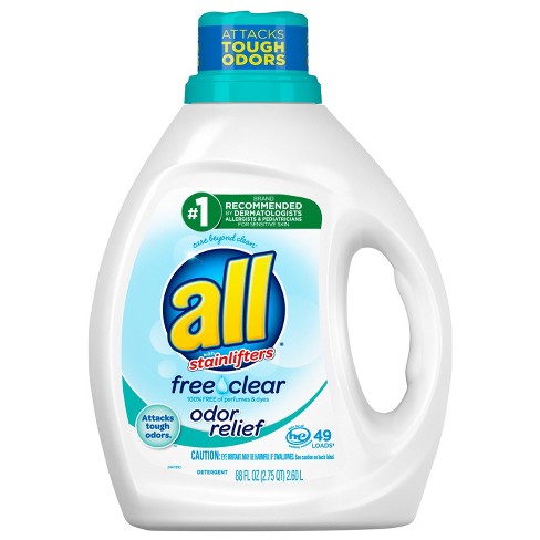 All Ultra Liquid Detergent Free Clear Odor Relief- 88oz/4pk