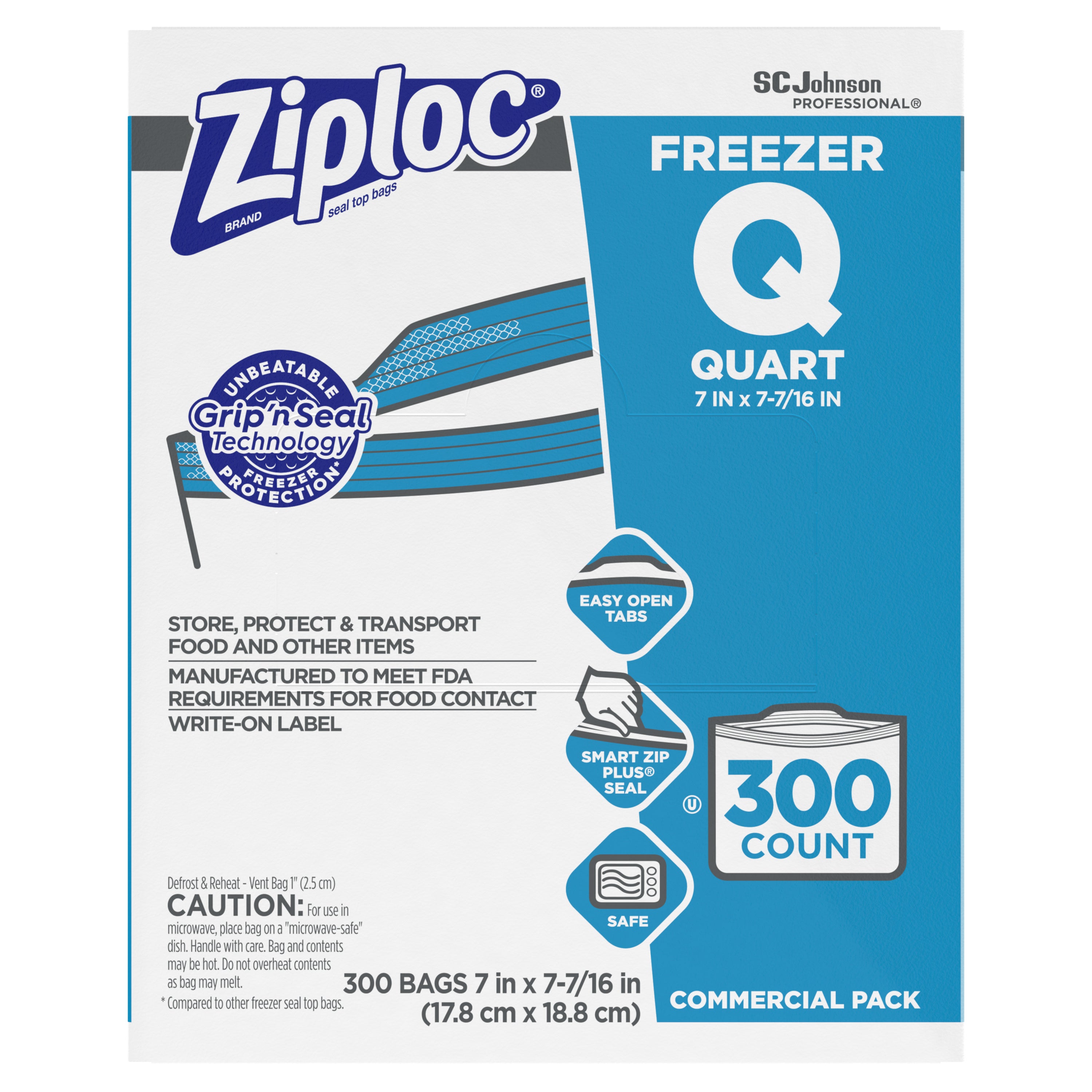 Ziploc Freezer Bag Quart Pro - 300ct/1pk