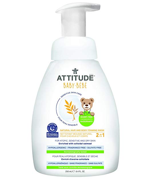 Attitude Sensitive Skin BABY 2in1 Hair and Body Foaming Wash - 8.4oz/6pk