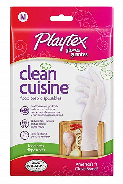 Playtex Clean Cuisine Disposable Gloves White Medium - 30ct/12pk