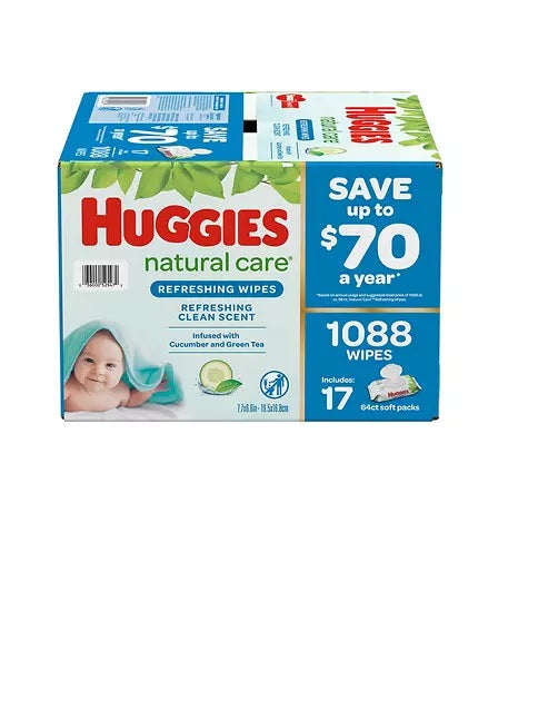Huggies Natural Care Baby Wipe Refill, Refreshing Clean  - 1,088ct/1pk