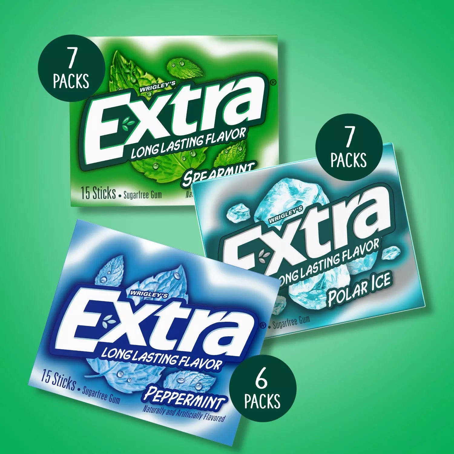 Extra Mint Sugar Free Chewing Gum Bulk Variety Pack - 15ct/20pk